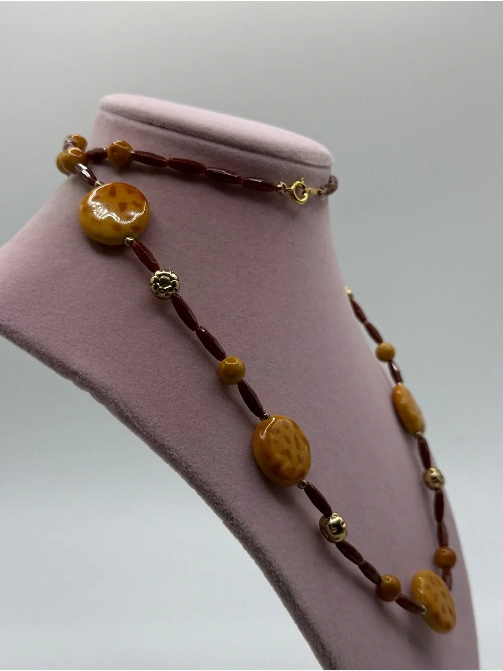 Yellow Brown Beaded Necklace - Women Jewelry